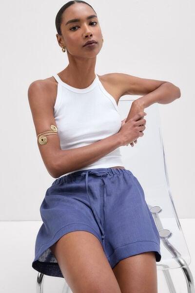 Blue The Pure Linen Plain-Weave Linen Shorts, 5601_167K, large image number 0