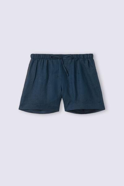 Navy Linen Canvas Shorts, , large image number 2