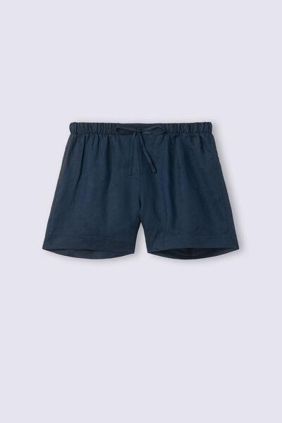 Navy Linen Canvas Shorts, , large image number 2