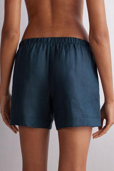 Navy Linen Canvas Shorts, , large image number 3