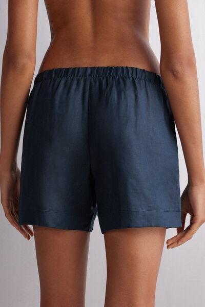 Navy Linen Canvas Shorts, , large image number 3