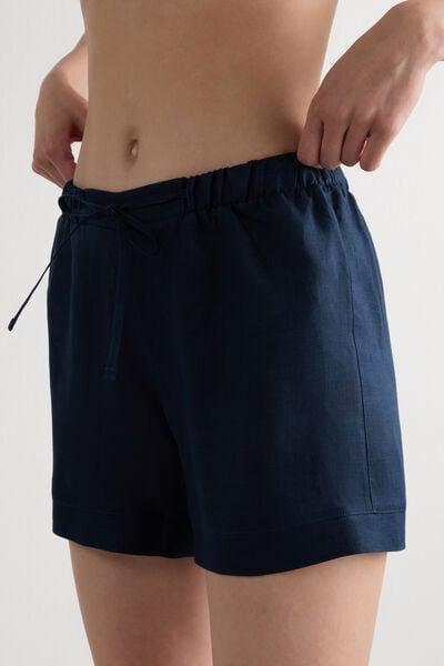 Navy Linen Canvas Shorts, 5601_243J, large image number 5