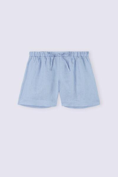 Blue Linen Canvas Shorts, 5601_550J, large image number 2