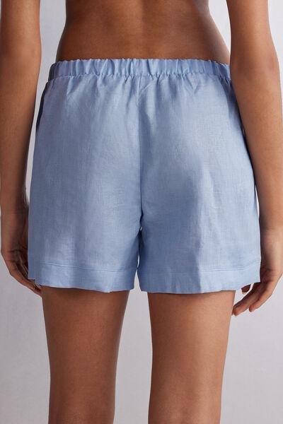 Blue Linen Canvas Shorts, 5601_550J, large image number 3