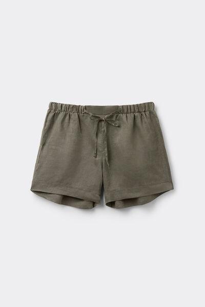Green Linen Canvas Shorts, , large image number 1