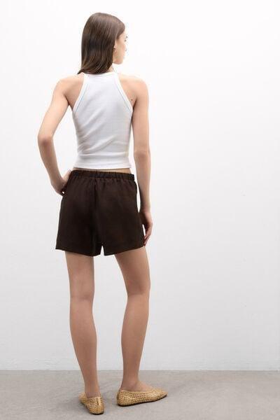 Brown The Pure Linen Plain-Weave Linen Shorts, 5601_705J, medium