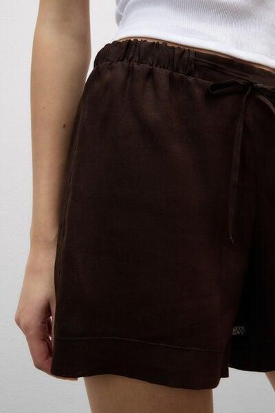 Brown The Pure Linen Plain-Weave Linen Shorts, 5601_705J, large image number 5