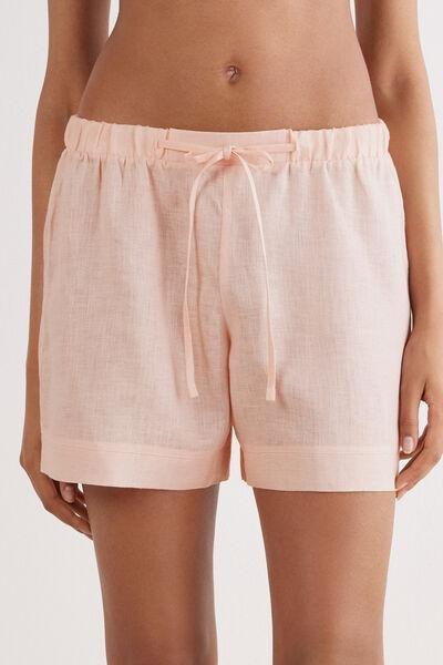 Pink Linen Canvas Shorts, , large image number 0