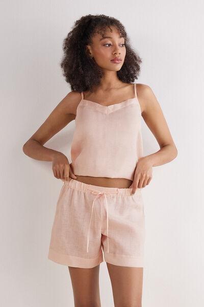 Pink Linen Canvas Shorts, , large image number 1