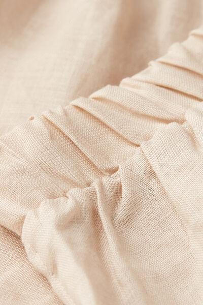 Beige Linen Canvas Shorts, , large image number 4