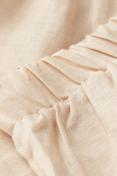 Beige Linen Canvas Shorts, , large image number 4