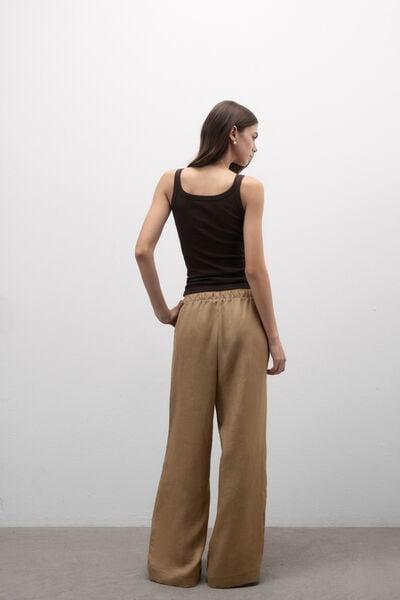 Beige The Pure Linen Drawstring Plain-Weave Linen Pants, 5601_166K, large image number 2