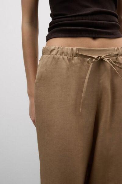 Beige The Pure Linen Drawstring Plain-Weave Linen Pants, 5601_166K, large image number 5