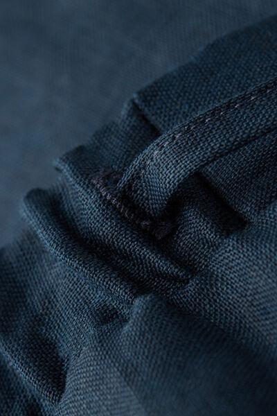 Blue Drawstring Linen Canvas Trousers, , large image number 4