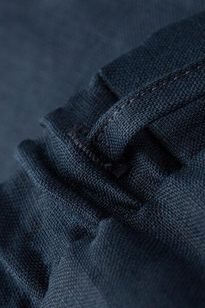 Blue Drawstring Linen Canvas Trousers, , large image number 4