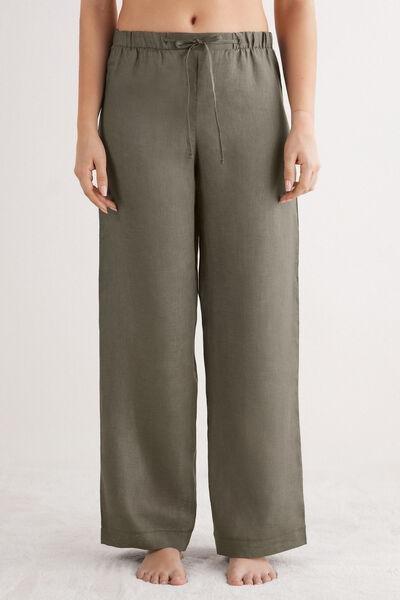 Green Linen Canvas Trousers, , medium