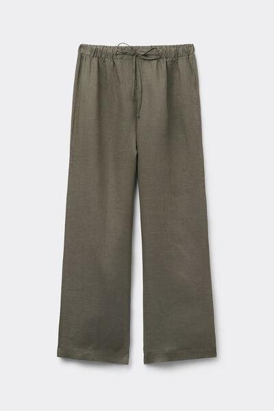 Green Linen Canvas Trousers, , large image number 1