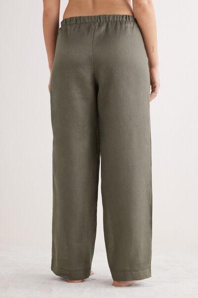 Green Linen Canvas Trousers, , large image number 3