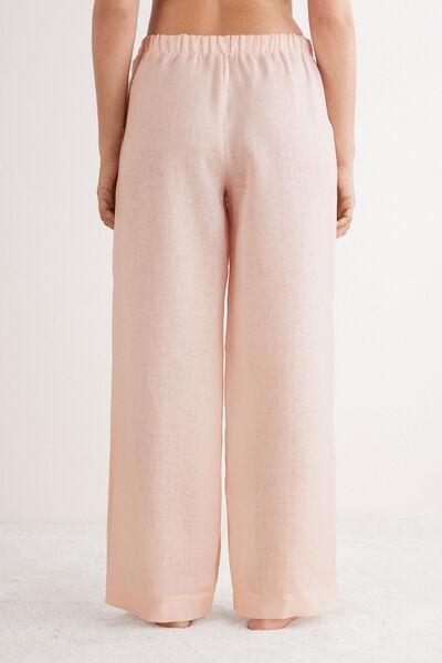 Pink Drawstring Linen Canvas Trousers, , large image number 3