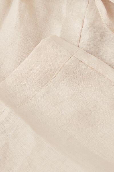 Beige Drawstring Linen Canvas Trousers, , large image number 4