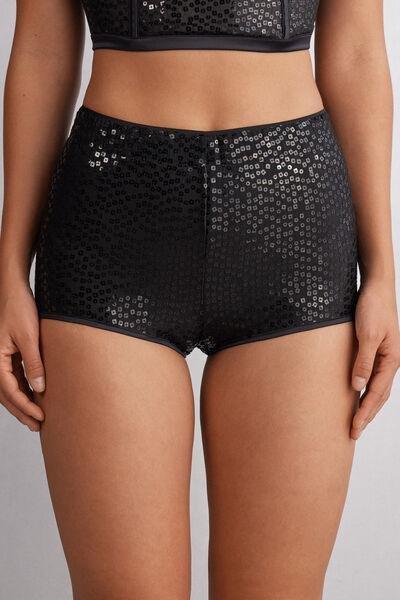 Black See The Magic Sequin Hot Pants, Black, large image number 0