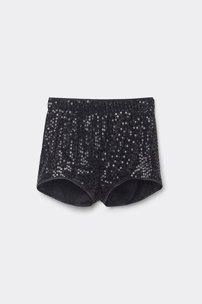 Black See The Magic Sequin Hot Pants, Black, large image number 2
