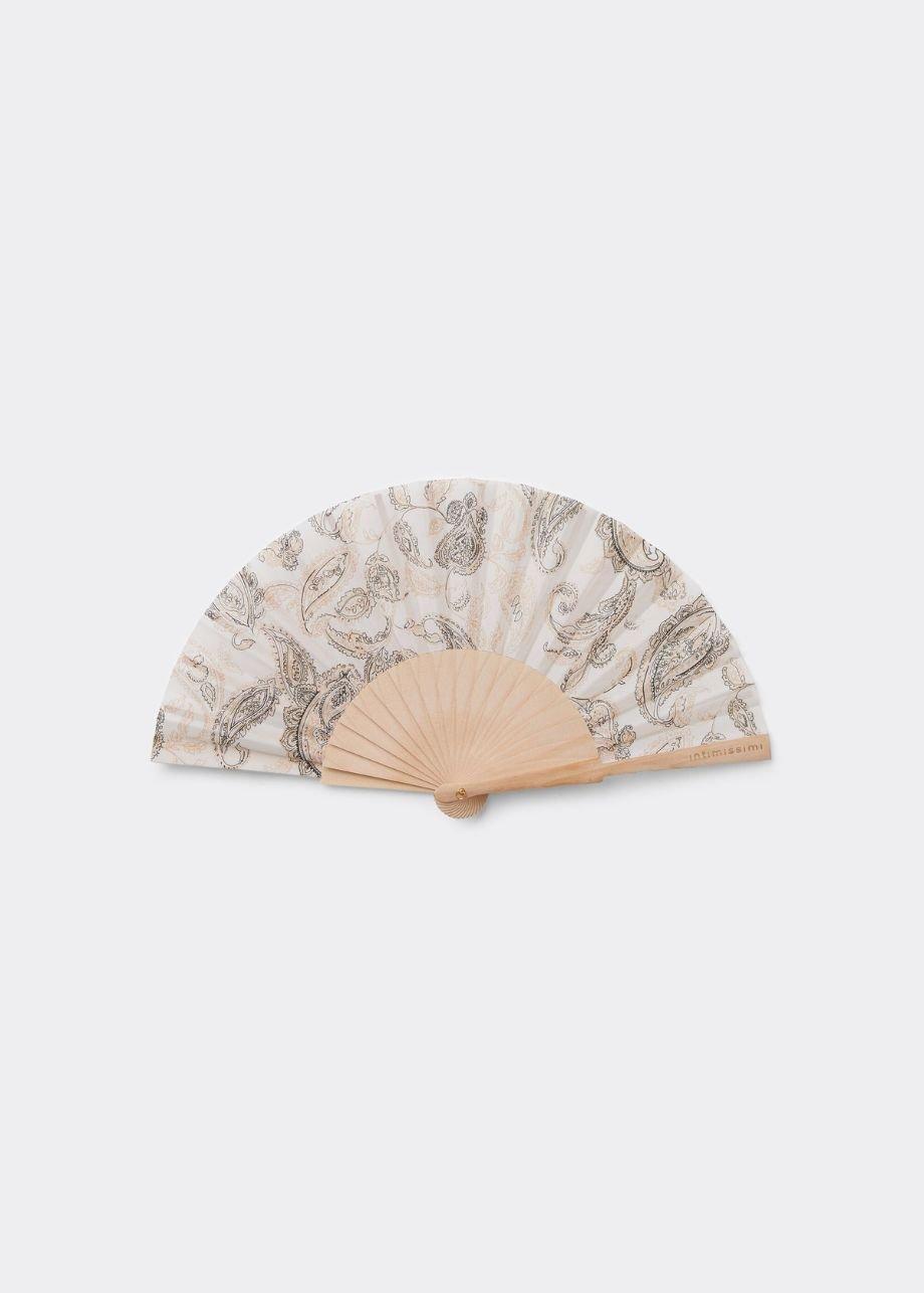 Beige Paisley Print Fan, 5601_113K, large image number 0