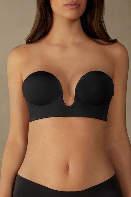 Intimissimi - Black Strapless Bra With Graduated Padding And Plunge Front
