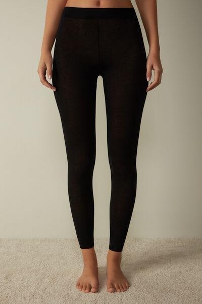 Black Leggings In Ultralight Modal With Cashmere, , large image number 1