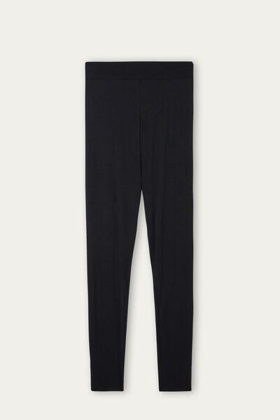 Black Leggings In Ultralight Modal With Cashmere, , large image number 2