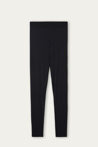 Black Leggings In Ultralight Modal With Cashmere, , large image number 5