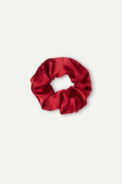Red Silk Scrunchie, Red, medium