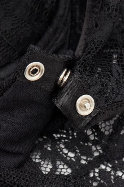 Black La Femme Fatale Criss-Cross Lace Bodysuit, Black, large image number 3