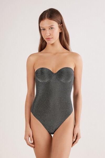 Black Shimmering Passion Lame Giada Bodysuit, 5601_031K, large image number 3