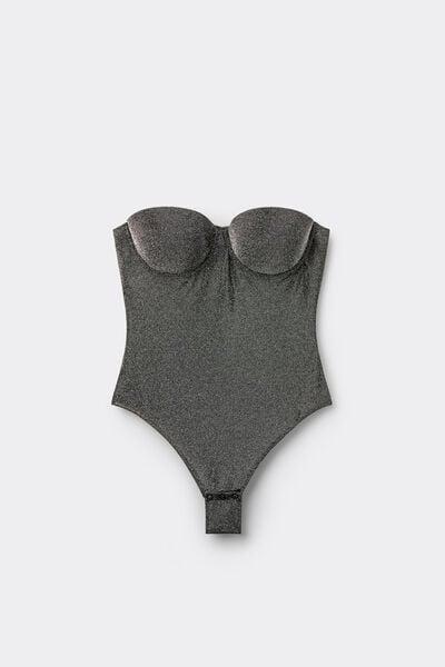 Black Shimmering Passion Lame Giada Bodysuit, 5601_031K, large image number 5