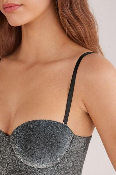 Black Shimmering Passion Lame Giada Bodysuit, 5601_031K, large image number 7