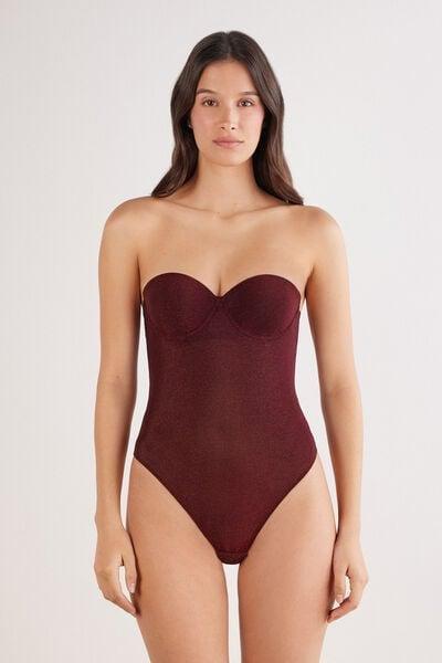Burgundy Shimmering Passion Lame Giada Bodysuit, 5601_032K, large image number 5