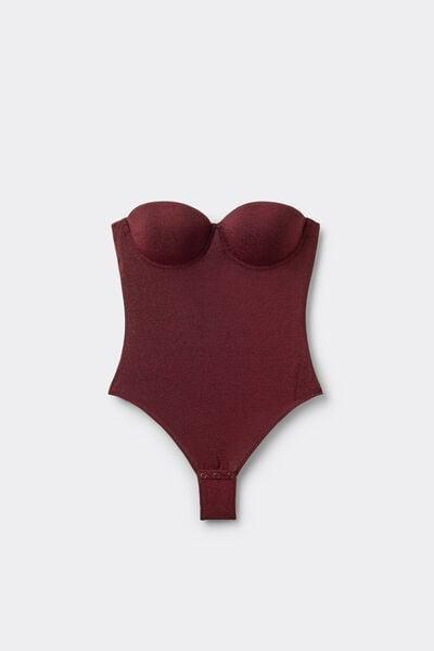 Burgundy Shimmering Passion Lame Giada Bodysuit, 5601_032K, large image number 10