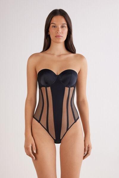 Black Giada Handcrafted Luxury Bodysuit, Black, large image number 0