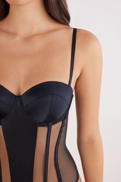 Black Giada Handcrafted Luxury Bodysuit, Black, large image number 7