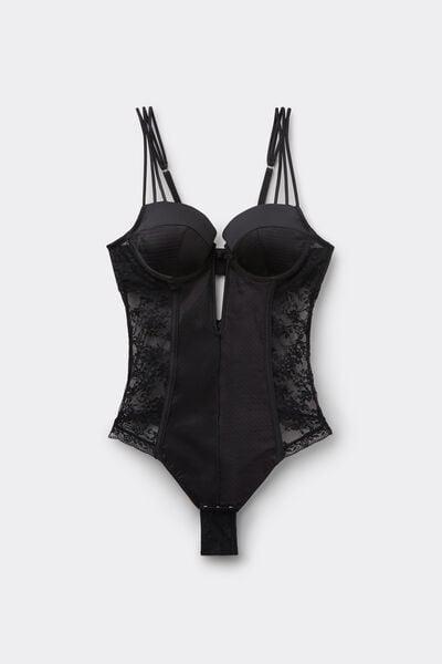 Black The Art Of Lingerie Satin Bodysuit, Black, large image number 3