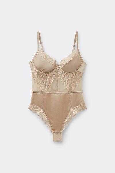 Beige Silky Flowers Carioca Bodysuit, 5601_447J, large image number 3