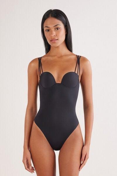 Black Ilenia Ultralight Microfibre Bodysuit, Black, large image number 2