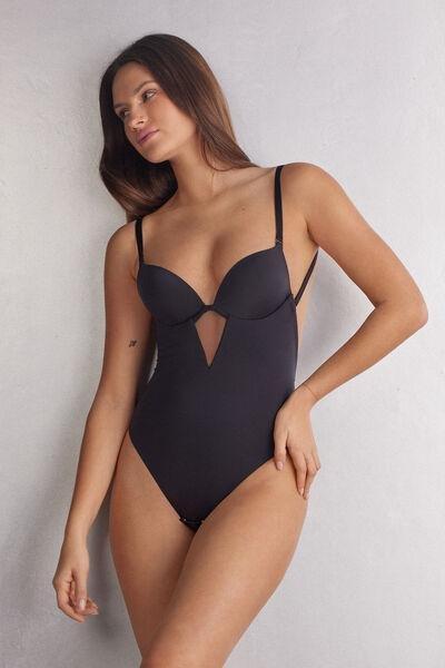 Black Open-Back Bodysuit, , large image number 1