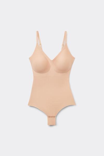 Beige Microfibre Bodysuit, Soft Beige, large image number 5