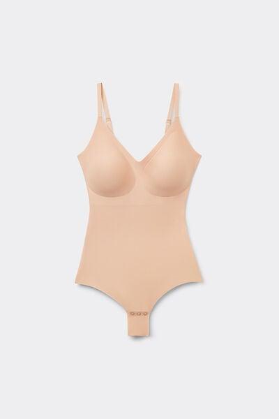 Beige Microfibre Bodysuit, Soft Beige, large image number 6