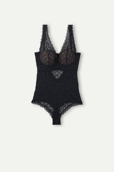 Black Crochet-Effect Eleonora Bodysuit, , large image number 2