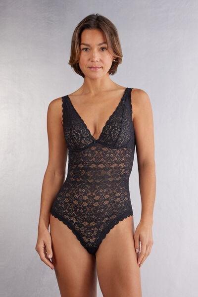 Black Eleonora Lace Bodysuit, , medium