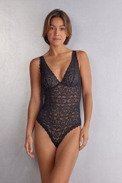 Black Eleonora Lace Bodysuit, , large image number 1