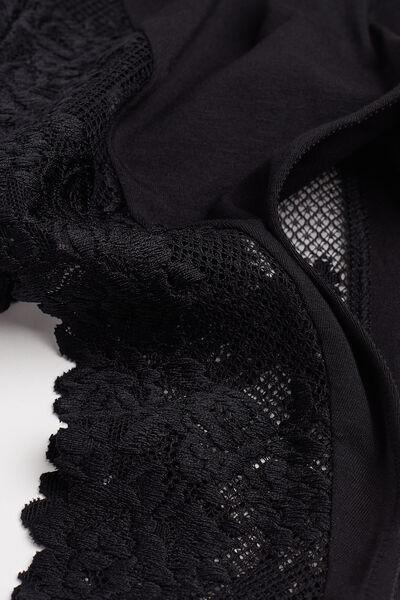 Black Pretty Flower V-Neck Bodysuit, , large image number 4